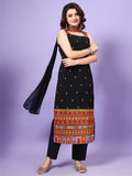 Wedani Black Georgette Embroidered Kurta Set For Women,BLACK,S,,,