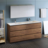 Fresca Lazzaro 72 Rosewood Free Standing Double Sink Modern Bathroom Vanity W/Medicine Cabinet - Faucet Sold Separately