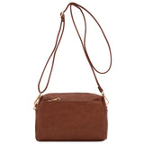 FashionPuzzle Triple Zip Small Crossbody Bag (Mocha)