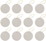 Ready to Paint DIY Ceramic Bisque Round Circle Ornaments with Hanger for Christmas Tree and Holiday Decoration | 12 Pack