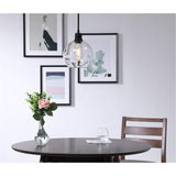 Living District Emett 1-Light Metal Pendant In Black And Clear Glass