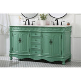 Elegant Decor Windsor 60 Solid Wood And Mdf Double Bathroom Vanity In Mint