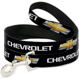 Dog Leash Chevrolet Bowtie Black Gold White 4 Feet Long 1.5 Inch Wide