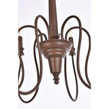Elegant Lighting Living District Flynx 6 Lights Pendant In Weathered Oak