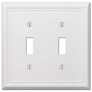 Amerelle 149Ttw Chelsea Wallplate, 2 Toggle, Steel, White, 1-Pack