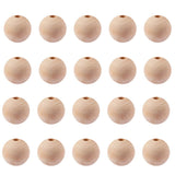 PH PandaHall Wooden Beads, 50Pcs 30mm(1.2 Inch) Natural Unfinished Wood Spacer Beads Round Wooden Ball Loose Beads for Crafts DI