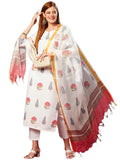 Gosriki Women'S Cotton Blend Straight Printed Kurta With Pant & Dupatta (Nairiti White-Jl-Gs_S_White_Small),White,,B0D73W4CBL