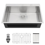 33x22 Drop In Kitchen Sink - Couoko Stainless Steel Kitchen Sink Drop In 16 Gauge 33 Inch Drop In Kitchen Sinks Single Bowl Roun