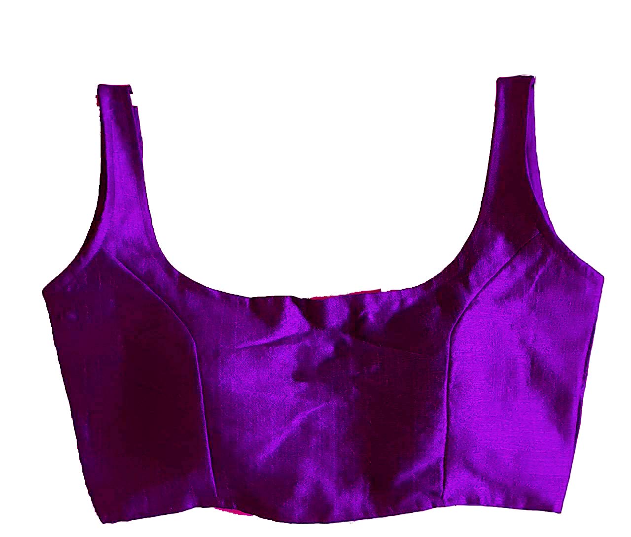 Vihu Fashion Women's Silk Solid Sleeveless Regular Blouse (bb 2 Shade Purple 38)