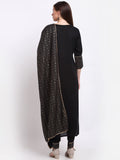 Gosriki Women'S Cotton Straight Kurta With Palazzo & Dupatta (Chhavi Black_Xl-Go_Black_X-Large),Black,,B09JVVTL9Y