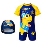 The Morning Play Swimsuit For Boys & Girls With Cap, OnePiece Swimming Costume For Kids, Uv Protection Swimwear For Boys & Girl