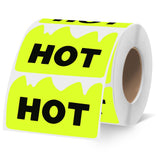 YEGAWEN 600 PCS Hot Stickers 2 x 1-1/5 Inch Fluorescent Yellow Hot Flame Fire Shaped Stickers Marking Popular Items for Restaura