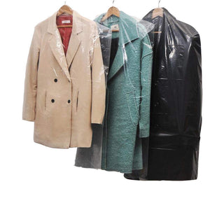 100 Pack Garment Bag Transparent Clothing Dust Cover Dustproof Hanging Clothes Suit Dress Jacket Cover for Dry Cleaner, Home Sto