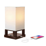 Brightech Maxwell Bedside Lamp with USB Port - Compact Table Lamp for Bedroom, Living Room - Modern Asian Nightstand Lamp with W