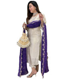 Anni Designer Women'S Rayon Viscose Straight Embroidered Kurta With Pant & Dupatta (Mono White_S_White_Small),White,S,,,