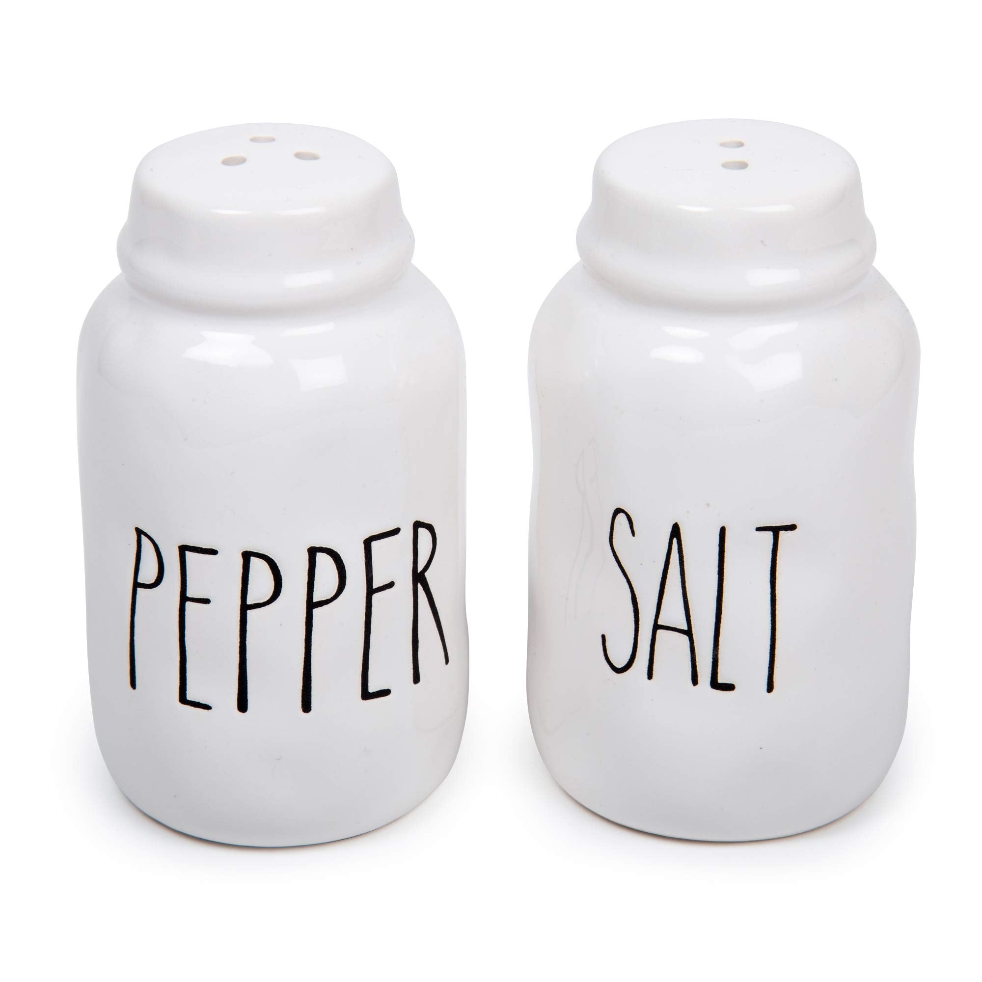 Luciano Housewares Salt and Pepper Shakers Set, Novelty Ceramic Shakers, Modern Farmhouse-Design Kitchen Decor and Accessories, 