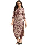 Gosriki Women'S Cotton Blend Traditional Straight Printed Kurta And Pant Set (Prachi Wine-Gs_L_Wine_Large),Wine,,B0C96J9F5F