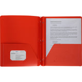 Business Source 20887 Poly Portfolio, 3 Prong, 2 Pkts, LTR, .3mil, Red