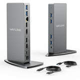 DisplayLink Docking Station Dual Monitor, WAVLINK 14-in-1 Aluminum USB-C/A Laptop Dock with 2x5K HDMI,2x5K DP,1000Mbps Ethernet,