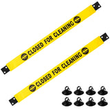 Barydat 2 Pcs Closed for Cleaning Sign with Magnetic Ends Nylon Bathroom Restroom Do Not Enter Magnetic Signs with Suction Cup H