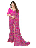 Satrani Womens Pure Chiffon Saree (3218S215N_Rani Pink & Multi6)