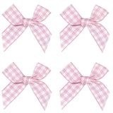 50pcs Mini Gingham Ribbon Bows Checkered Ribbon Flowers Plaid Ribbon Bow Appliques DIY Craft for Sewing, Scrapbooking, Wedding, 