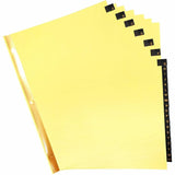 Business Source 01181 Black Leather Tab Indexes, AZ, 81/2Inch x11Inch, 26 Tabs, Buff