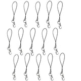 15 Cell Phone Strap Black/Silver Tone Split Ring with Hooks