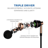 1MORE Triple Driver In-Ear Earphones Hi-Res Headphones with High Resolution, Bass Driven Sound, MEMS Mic, In-Line Remote, High F