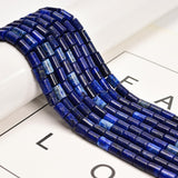 49 Pcs 6x8mm Natural Real Blue Lapis Lazuli Bead Smooth Cylinder Tube DIY Beads for Jewelry Making Bracelets Crafts