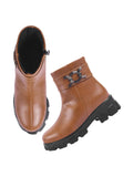 Shoetopia Smart Casual Side Buckle Detailed Tan Boots For Women & Girls /Eu40,Tan,7,B0DM64R4CT