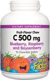 Natural Factors, Kids Chewable Vitamin C 500 mg, Supports Immune Health, Bones, Teeth and Gums, Blueberry, Raspberry and Boysenb