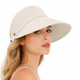 Women Summer Caps For Women Wide Brim Sun Visor Hat 8Cm Brim Empty Top Ponytail Cap, QuickDry Breathable Lightweight Uv Prote