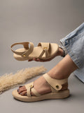 Shoetopa Comfortable Ankle Strap Cream Sandals For Women & Girls /Uk4,Cream,4,B0BYP7242N