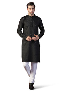 Toplot Kurta For Men || Men'S Ethnic Wear Sequin Embroidered Cotton Blend Kurta Set || Men'S Kurta (Men-Seq-Kurta-Set-5209-Black-Xxl),Black,2,B0DKF4Q3HR