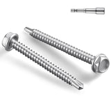 BNUOK #12 x 1-1/2 Inch Self Drilling Screws, 63pcs 1 lbs Self Tapping Screws for Metal, 410 Stainless Steel Hex Washer Head Shee