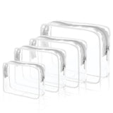 EVDIAGD Clear Cosmetic Bag, 4 Pcs Waterproof Clear Plastic Cosmetic Makeup Bags, Transparent Packing Organizer Storage Bags,Chri