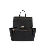 Freshly Picked Mini Classic Diaper Bag Backpack, Wipeable Vegan Leather Black, 8 Pockets Total (Ebony)