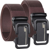 MenS Tactical Nylon Canvas Belt Pack, Military Style Webbing With Black Buckle, Brown, 2Count