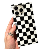 RoyMonkey Checkered Strong Magnetic Case for iPhone 14 Pro Max, Compatible with MagSafe, Rectangular Checker Checkerboard, Prote
