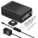 [20W 5V 4A] Raspberry Pi 4 Case, with iUniker 20W 5V 4A USB C Raspberry Pi 4 Power Supply with Switch Heatsink 40mm Cooling Fan 