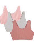 Fruit of the Loom Cotton Tank Bra for WomenUltimate Comfort & Breathable Fit, Heather Grey/Dusk/Blushing Rose