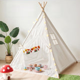 Kids Teepee Tent with Starry Lights, Ground Mat and Pockets, Teepee Tent for Kids Indoor & Outdoor Use, Foldable Play Tents for 