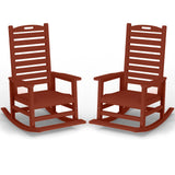 PLUUV Outdoor Rocking Chair Set of 2 with Removable Footboard for Adults, HDPE High Back Patio Rocking Chairs, 330lbs All Weathe