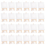 Tosnail 24 Pack 4 x 4 Mini Canvas and Easel Set, Small Art Easel Stand with Canvas Set, Tabletop Wooden Display Stand and Canvas