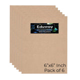 Eduway 6X6 Inch Mdf Board Wood Sheet For Mandala , Lippan, Resin Art & Craft, 4Mm Thick, Pack Of 6 - Premium Cardboard Material 