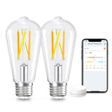 Linkind Smart Edison Bulbs, 2700K-6500K Tunable WiFi Edison Bulbs with Remote Control, 8W 60W Equivalent Dimmable ST19(ST58) Vin