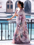 Satrani Women'S Satin Digital Print Saree With Unstitched Blouse Piece (3503S741N_Mauve & Cream & Multi)