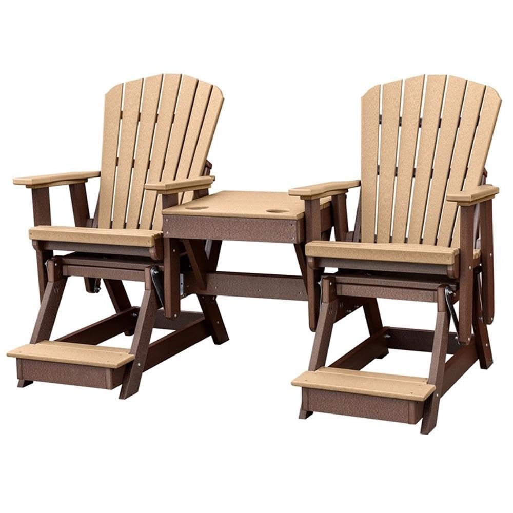 American Furniture Classics Balcony Height Table Double Glider, Cedar & Tudor Brown