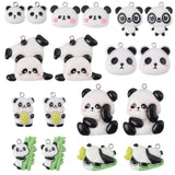 SUNNYCLUE 36Pcs 9 Styles Panda Jewelry Charms Animal Resin Pendant Charms Opaque Iron Loop White Chinese Bear Dangle Hanging Pen